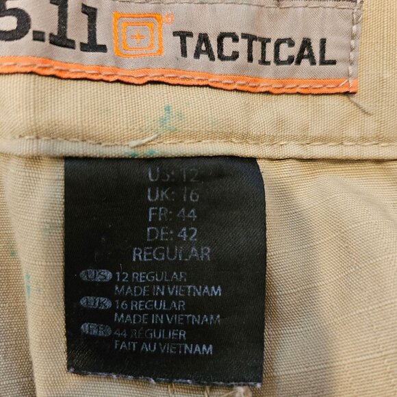 5.11 Tactical Khaki Cargo Pants 12 Regular Work Gorpcore rugged Outdoor Utility - Picture 4 of 11
